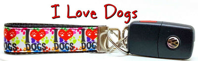 I Love Dogs Key Fob Wristlet Keychain 1