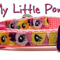 My Little Pony cat & small dog collar 1/2"wide adjustable handmade bell or leash - Furrypetbeds