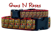 Guns N Roses dog collar handmade adjustable buckle collar 1"or 5/8"wide or leash Petcollarshandmade