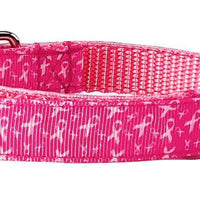 Pink Ribbon Dog collar handmade adjustable buckle 1" or 5/8" wide or leash