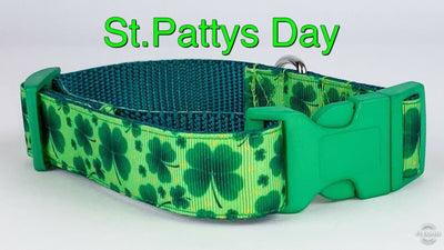 St. Pattys Day 4 leaf clover dog collar handmade adjustable buckle collar 1