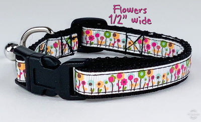 Flowers cat or small dog collar 1/2