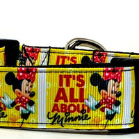 Minnie Mouse Dog collar handmade adjustable buckle collar 1"wide or leash Petcollarshandmade