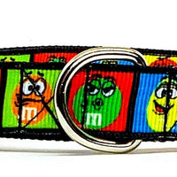 M&M's candy dog collar handmade adjustable buckle collar 5/8" wide or leash Petcollarshandmade