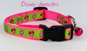 Minnie Mouse cat or small dog collar 1/2" wide adjustable handmade bell or leash Petcollarshandmade