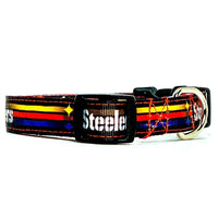 Steelers football dog collar handmade adjustable buckle 5/8" wide or leash