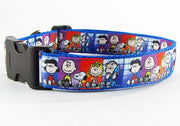 Peanuts dog collar handmade adjustable buckle collar 1" wide leash fabric Petcollarshandmade