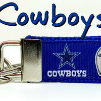 Dallas Cowboy Key Fob Wristlet Keychain 1"wide Zipper pull Camera strap handmade - Furrypetbeds