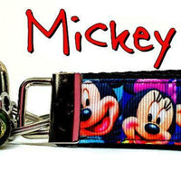 Mickey Mouse Key Fob Wristlet Keychain 1"wide Zipper pull Camera strap handmade - Furrypetbeds
