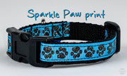 Sparkle Paw Print Cat or small dog collar 1/2"wide adjustable handmade or leash
