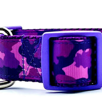 Purple Camo dog collar handmade adjustable buckle 1"or 5/8"wide or leash hunting Petcollarshandmade