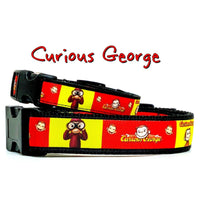 Curious George dog collar handmade adjustable buckle 5/8" wide or leash cartoon