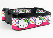 Hello Kitty dog collar handmade adjustable buckle collar 1" wide or leash Petcollarshandmade