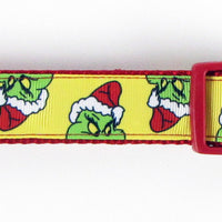 The Grinch dog collar handmade adjustable buckle collar 1"wide or leash Xmas