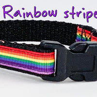 Rainbow Pride cat or small dog collar 1/2"wide adjustable handmade bell or leash Petcollarshandmade