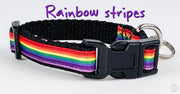 Rainbow Pride cat or small dog collar 1/2"wide adjustable handmade bell or leash Petcollarshandmade