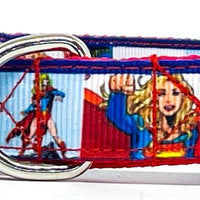 Supergirl dog collar handmade adjustable buckle collar 5/8" wide or leash Petcollarshandmade