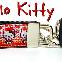 Hello Kitty Key Fob Wristlet Keychain 1"wide Zipper pull Camera strap handmade - Furrypetbeds