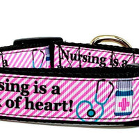 Nursing dog collar handmade adjustable buckle collar 1" wide or leash