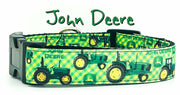 John Deere dog collar handmade adjustable buckle 1" wide or leash tractor Petcollarshandmade