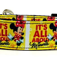 Minnie Mouse Dog collar handmade adjustable buckle collar 1"wide or leash Petcollarshandmade