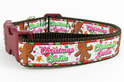 Gingerbread Christmas dog collar handmade adjustable buckle collar 1" wide Petcollarshandmade