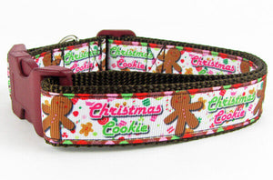 Gingerbread Christmas dog collar handmade adjustable buckle collar 1" wide