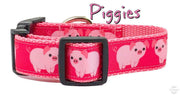 Piggies dog collar handmade adjustable buckle collar 1" wide leash fabric $12 - Furrypetbeds