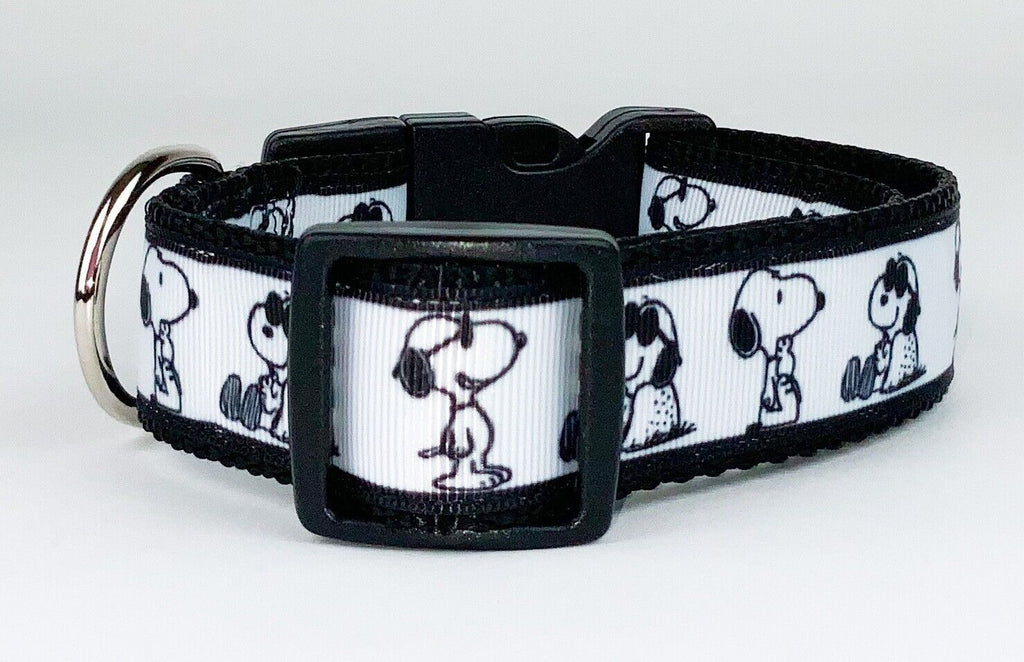 Snoopy dog collar handmade adjustable buckle collar 1" or 5/8" wide or leash