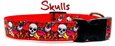 Skulls dog collar Handmade adjustable buckle collar 1