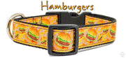 Hamburgers & Fries Dog collar handmade adjustable buckle collar 1" wide or leash - Furrypetbeds