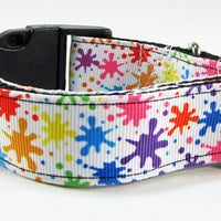 Splatter Paint dog collar handmade adjustable buckle collar 1" wide or leash - Furrypetbeds