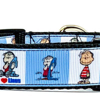 Linus Peanuts dog collar handmade adjustable buckle 1"or 5/8" wide or leash