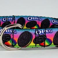 Oreo dog collar handmade adjustable buckle collar 5/8" wide or leash fabric - Furrypetbeds