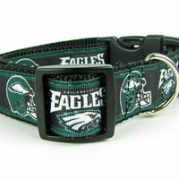 Eagles dog collar handmade adjustable buckle collar football 1" wide or leash