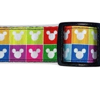 Mickey Mouse dog collar handmade adjustable buckle collar 1"wide or leash