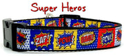 Super Hero dog collar handmade adjustable buckle collar 1" wide or leash $12 - Furrypetbeds