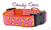 Halloween Candy Corn dog collar handmade adjustable buckle 1"wide or leash Petcollarshandmade