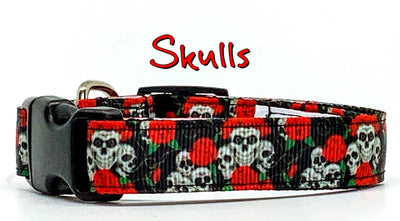 Skulls dog collar handmade adjustable buckle collar 5/8
