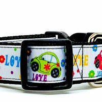 VW Beetle dog collar handmade  adjustable buckle collar 1" or 5/8" wide or leash