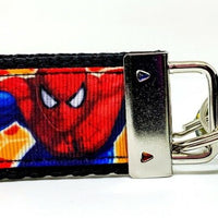 Spiderman Paint Key Fob Wristlet Keychain 1 1/4"wide Zipper pull Camera strap Petcollarshandmade