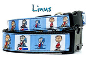 Linus Peanuts dog collar handmade adjustable buckle 1"or 5/8" wide or leash Petcollarshandmade