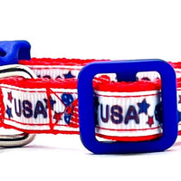 USA Mickey cat or small dog collar 1/2" wide adjustable handmade bell or leash