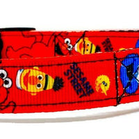 Sesame Street dog collar handmade adjustable buckle collar 5/8"wide leash fabric - Furrypetbeds