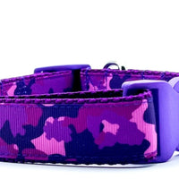 Purple Camo dog collar handmade adjustable buckle 1"or 5/8"wide or leash hunting Petcollarshandmade