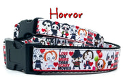 Horror dog collar handmade adjustable buckle collar 1" or 5/8" wide or leash Petcollarshandmade