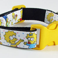 Simpsons dog collar Handmade adjustable buckle collar 1" wide or leash