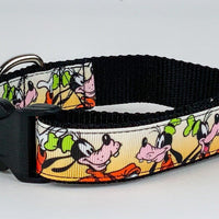 Goofy dog collar handmade adjustable buckle collar 1" wide or leash fabric Petcollarshandmade