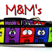 M&M's candy dog collar handmade adjustable buckle collar 5/8" wide or leash Petcollarshandmade