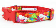 Hello Kitty Christmas dog collar Handmade adjustable buckle collar 1" wide or leash Petcollarshandmade